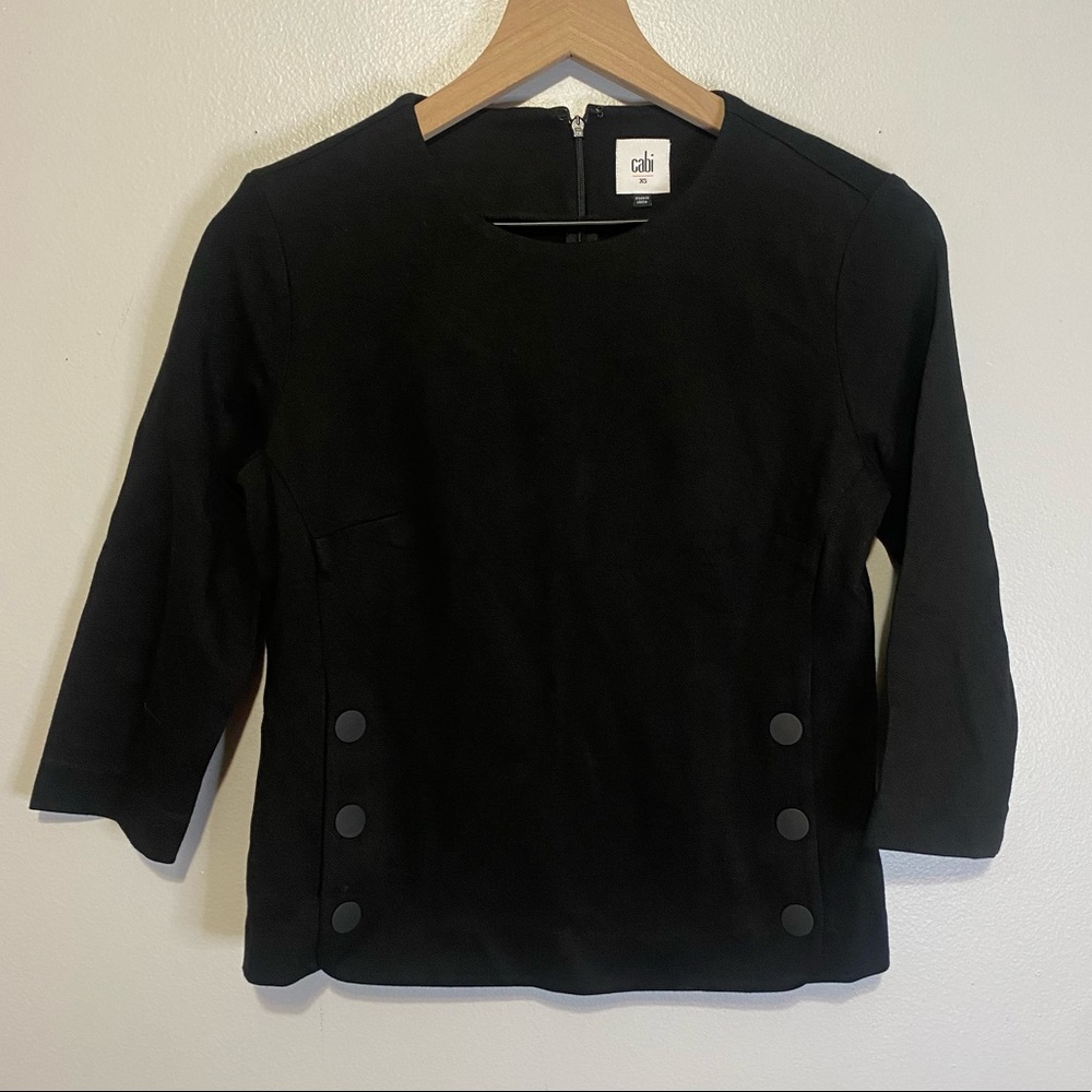 CAbi Black Button-Accent Top